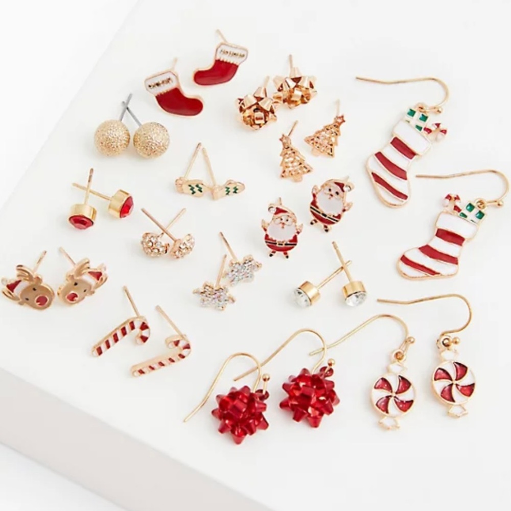 Torrid Women’s Gold Tone Earrings Sets of 2 Holiday & Geometric Stud Set - Picture 2 of 8